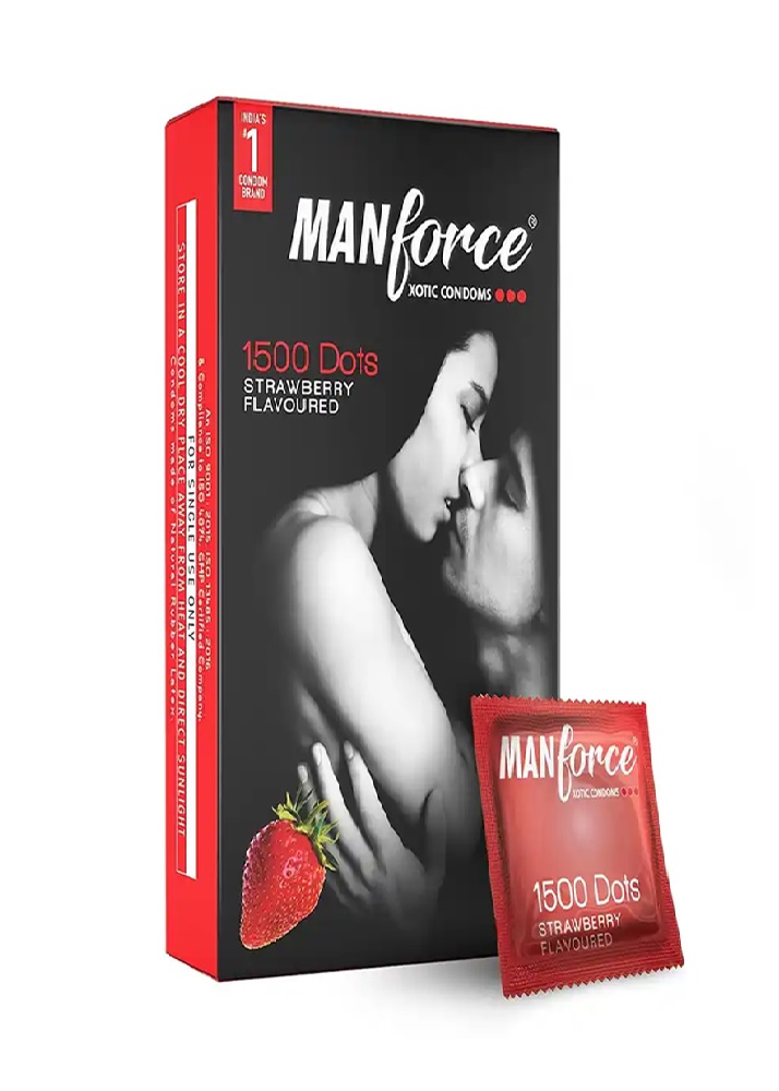 Bazarwala Manforce Strawberry 1500 Dotted Condom 10 pcs