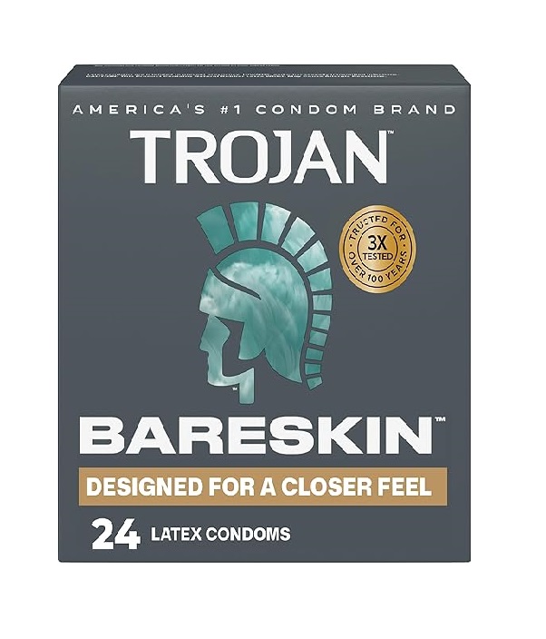 Bazarwala Trojan Bareskin Thin Premium Lubricated Condoms  24 Pcs