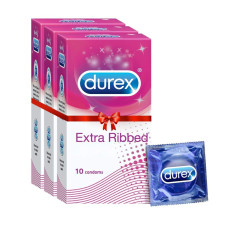 Bazarwala Durex Extra Ribbed Condom Combo 3 Pack - 30 Pcs